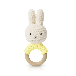 Miffy Teething Ring Rattle In Yellow by Miffy Handmade