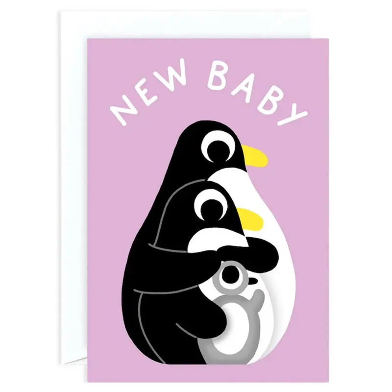 New Baby Penguins Greetings Card by Elliot Kruszynski for Wrap