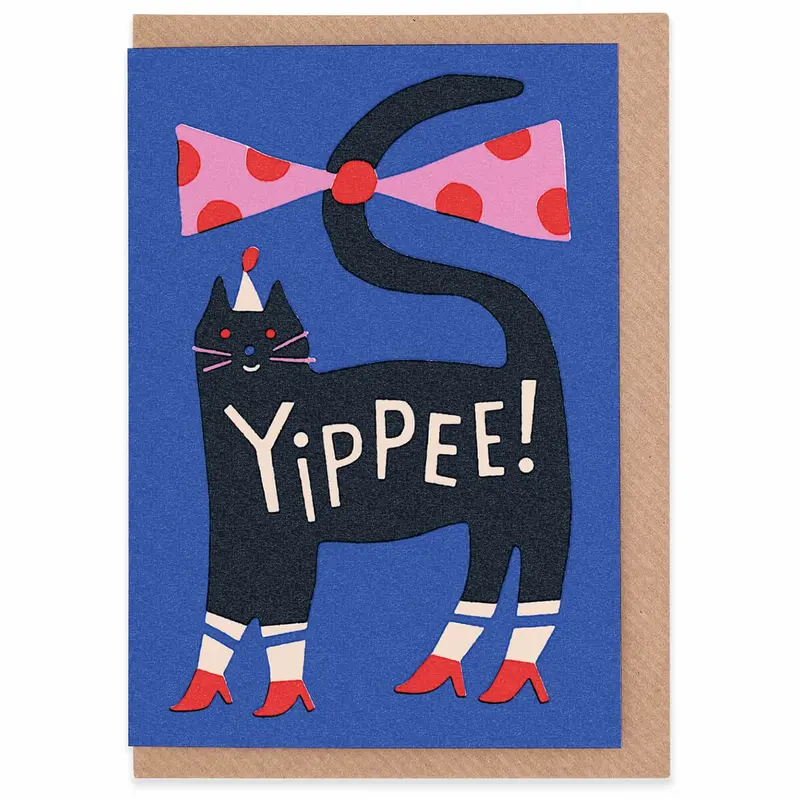 Party Cat Greetings Card by Sue Doeksen for Evermade