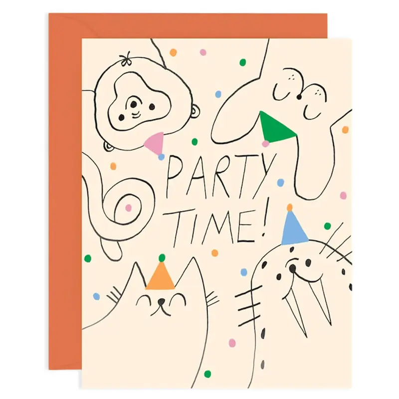 Party Time Animals Birthday Greetings Card by Odile Ferraille for Wrap