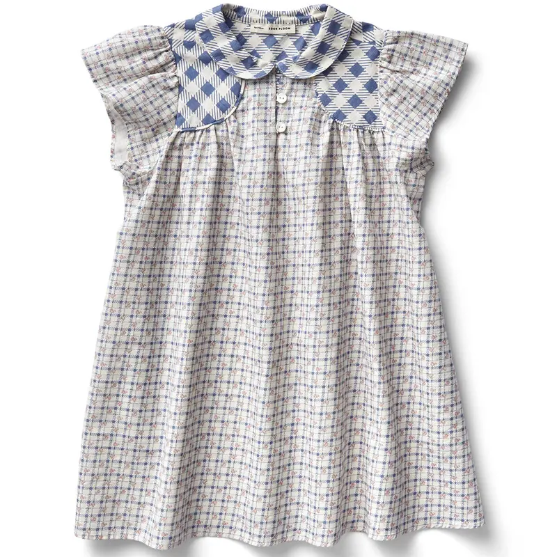 Philomena Dress in Checker Rose Print / Blueberry by Soor Ploom - Last Ones In Stock - 3-6 Years