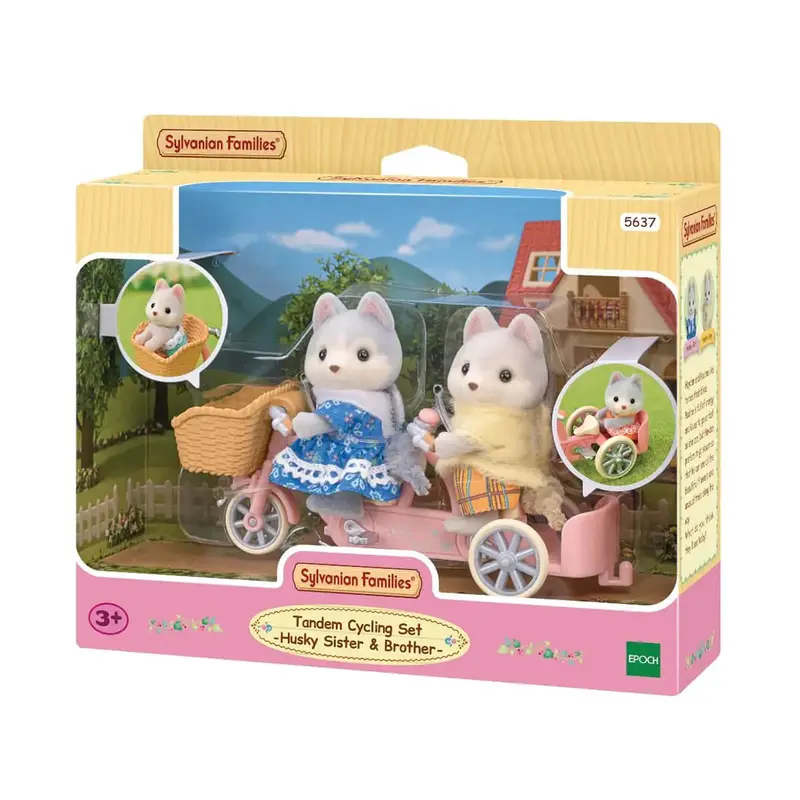 Tandem Cycling Set Husky Sister and Brother by Sylvanian Families