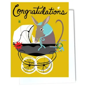 Baby in Pram Greetings Card by Elizabeth Grubaugh