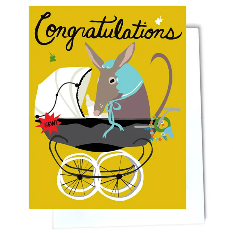 Baby in Pram Greetings Card by Elizabeth Grubaugh