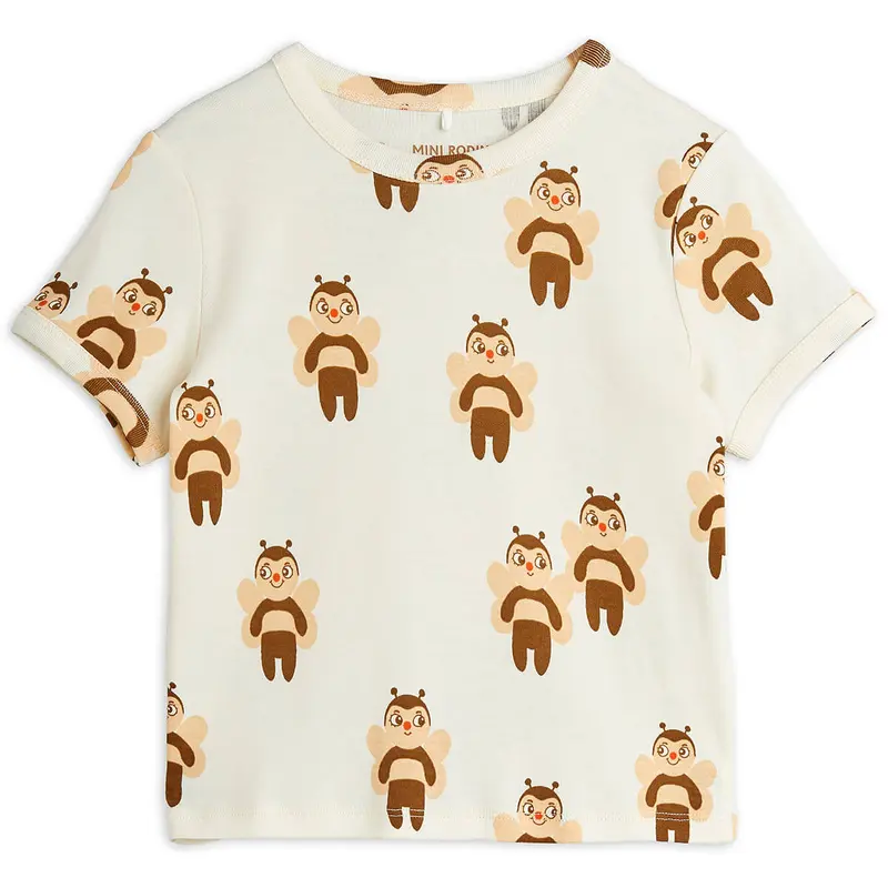 Bees AOP Tee in Off White by Mini Rodini