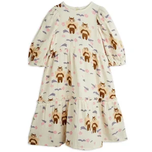 Bees AOP Woven Puff Sleeve Dress in Off White by Mini Rodini