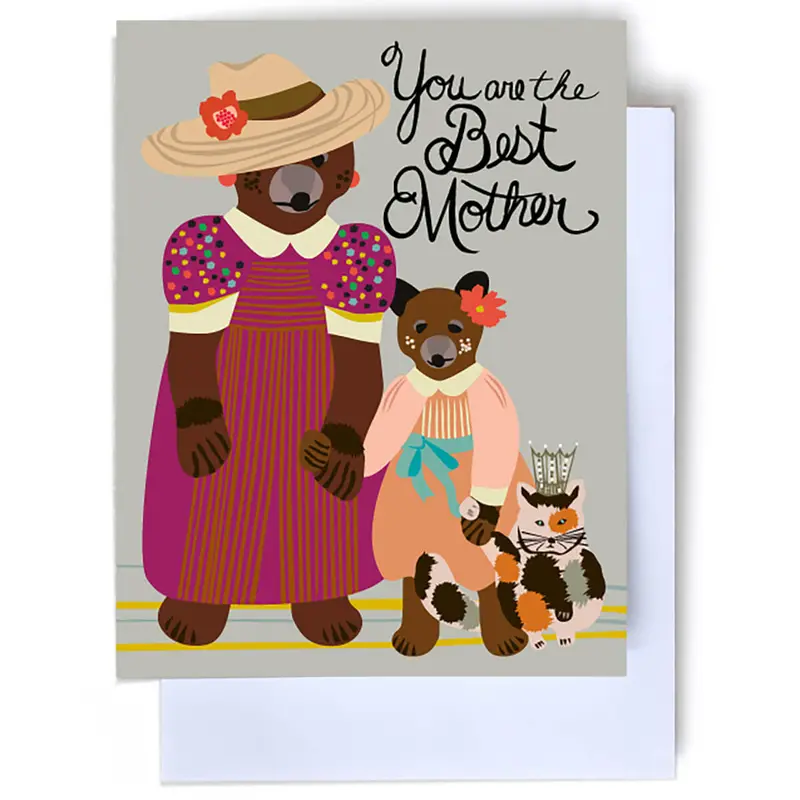 Best Mother Bear Greetings Card by Elizabeth Grubaugh