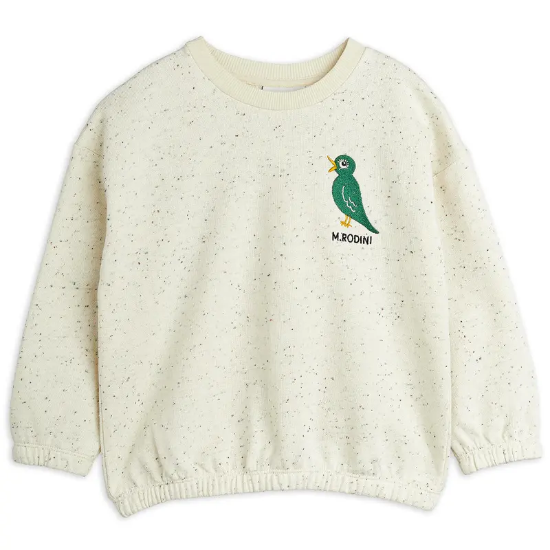 Bird Embroidered Sweatshirt in Off White by Mini Rodini