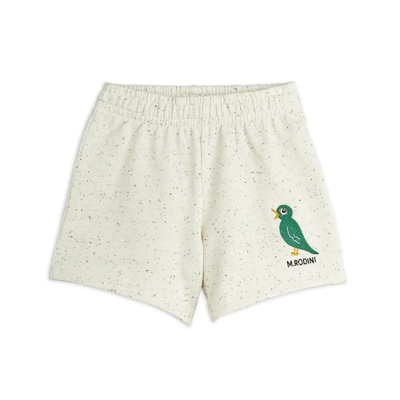 Bird Embroidered Sweatshorts in Off White by Mini Rodini