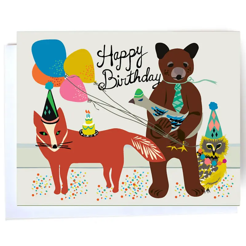 Birthday Gang Greetings Card by Elizabeth Grubaugh