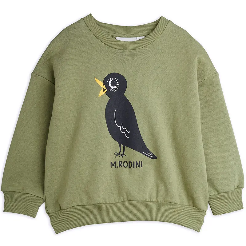 Blackbird Sweatshirt in Green by Mini Rodini