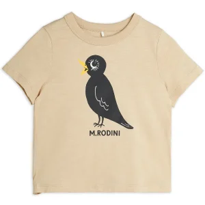 Blackbird Tee in Beige by Mini Rodini