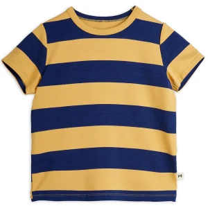 Block Stripe Tee in Beige by Mini Rodini