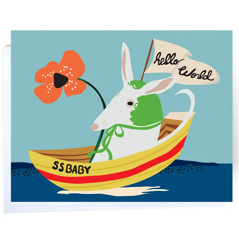 Boat Baby Greetings Card by Elizabeth Grubaugh