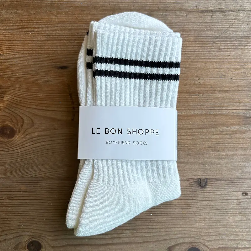 Boyfriend Adult Socks in Classic White by Le Bon Shoppe