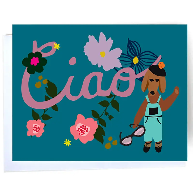 Ciao Dog Greetings Card by Elizabeth Grubaugh