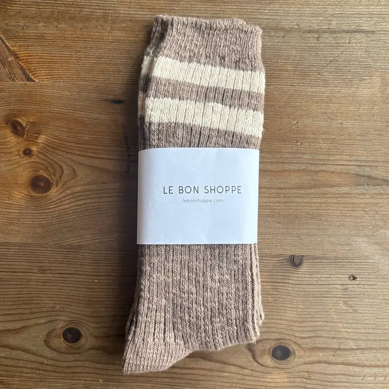 Cottage Varsity Adult Socks in Flax Varsity by Le Bon Shoppe
