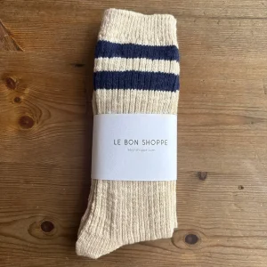 Cottage Varsity Adult Socks in Oatmeal Varsity by Le Bon Shoppe