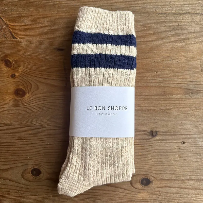 Cottage Varsity Adult Socks in Oatmeal Varsity by Le Bon Shoppe