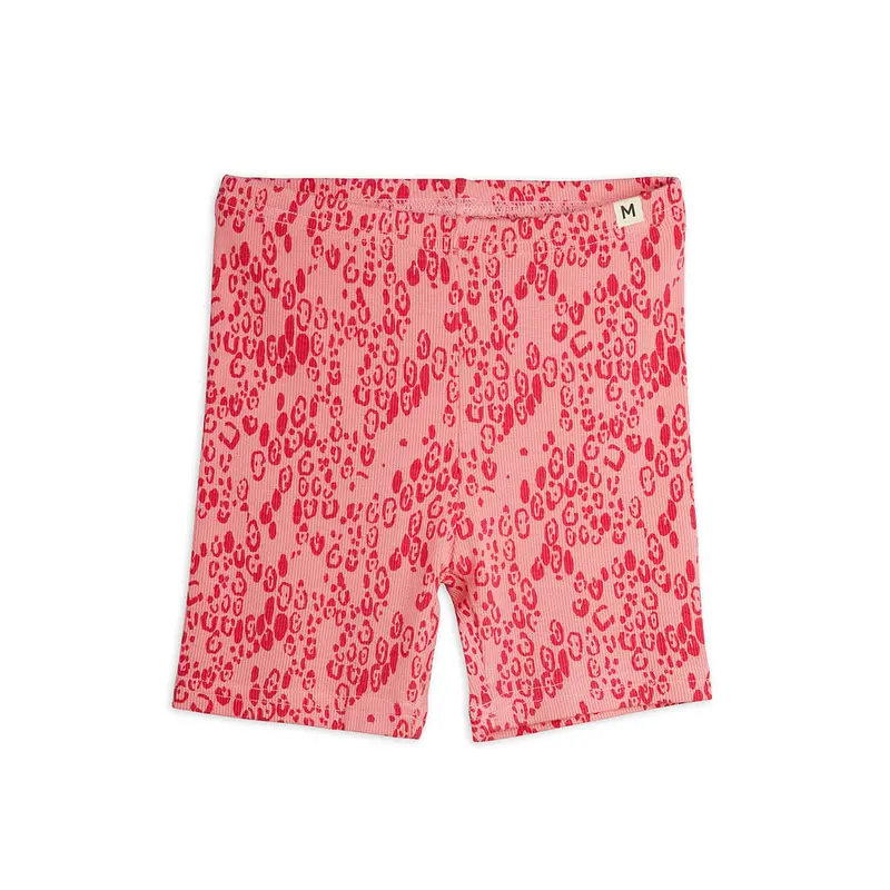Mini Leopard AOP Bike Shorts in Pink by Mini Rodini