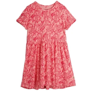 Mini Leopard AOP Dress in Pink by Mini Rodini