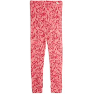 Mini Leopard AOP Leggings in Pink by Mini Rodini