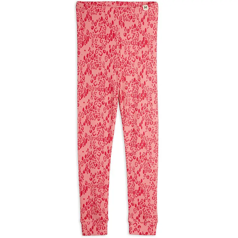 Mini Leopard AOP Leggings in Pink by Mini Rodini