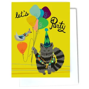 Party Cat Greetings Card by Elizabeth Grubaugh