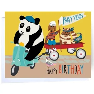 Party Train Birthday Greetings Card by Elizabeth Grubaugh