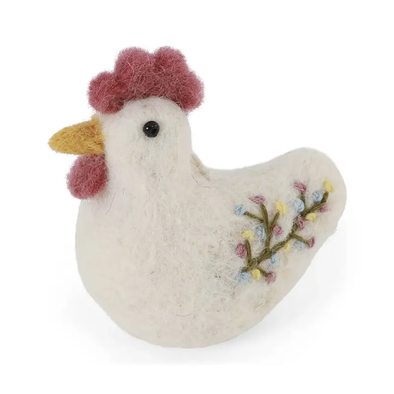 Rooster Embroidered Hanging Decoration in White by Gry & Sif