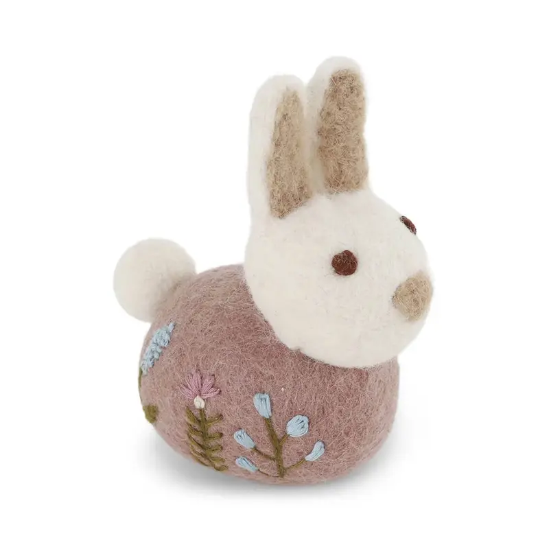Sitting Bunny With Flower Embroidery Hanging Decoration in Lavender by Gry & Sif