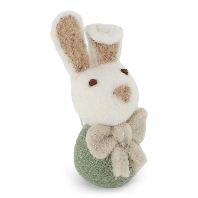 Small Bunny With Bow Hanging Decoration in Green by Gry & Sif