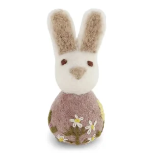 Small Bunny With Flower Embroidery Hanging Decoration in Lavender by Gry & Sif