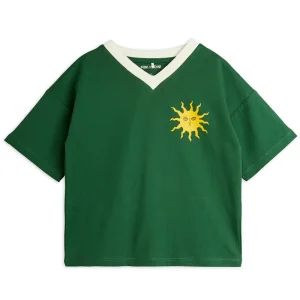 Sun V-Neck Tee in Green by Mini Rodini