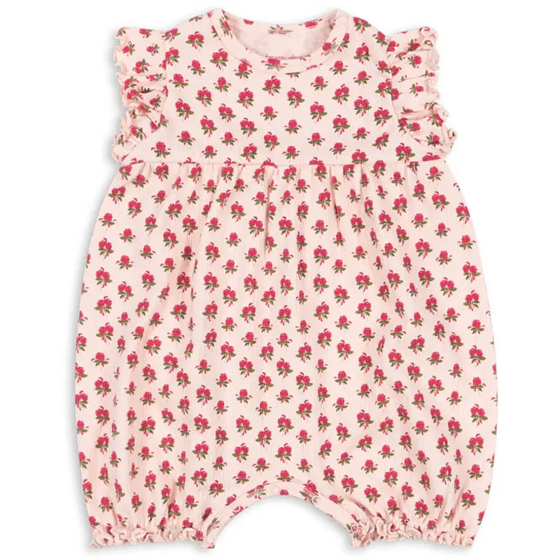 Chleo Frill Romper in Rosie Rose by Konges Sljd - Last Ones In Stock - 0-6 Months