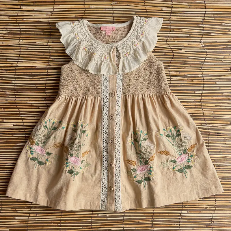 Embroidered Ibiza Top in Sand by Bonjour