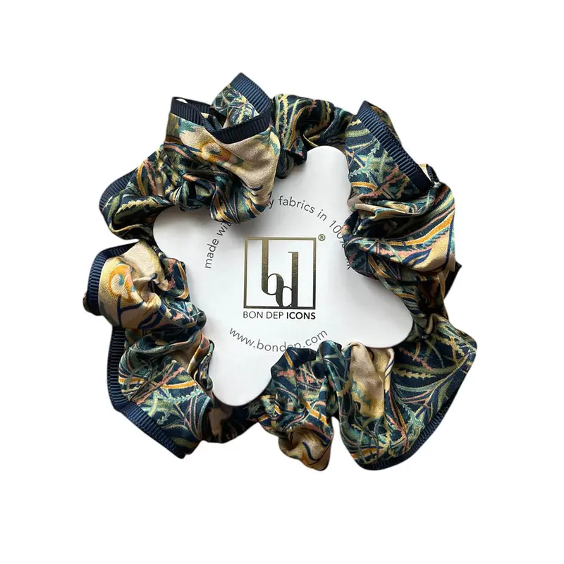 Liberty Silk Hair Scrunchie in Juno Feathers by Bon Dep