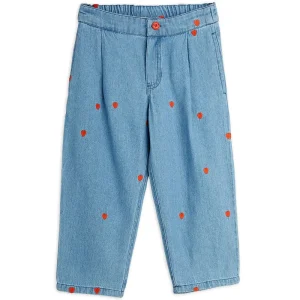Mini Hearts AOP Woven Trousers in Blue by Mini Rodini