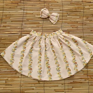 Skirt With Hairclip in Farandole Flowers by Bonjour - Last One In Stock - 4 Years