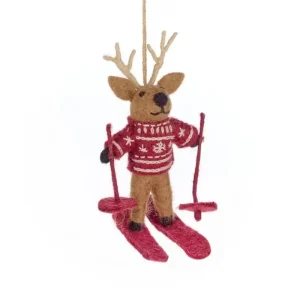Blitzen The Skiing Reindeer Hanging Decoration by Felt So Good