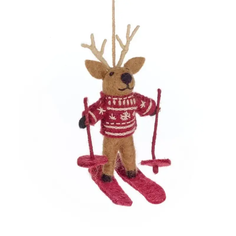 Blitzen The Skiing Reindeer Hanging Decoration by Felt So Good