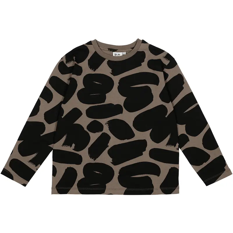Brushstrokes Long Sleeve T-Shirt in Brown by Beau Loves - Last One In Stock - 2-3 Years