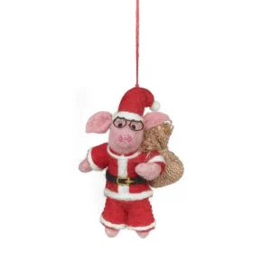 Ho Ho Hog Christmas Pig Hanging Decoration by Felt So Good
