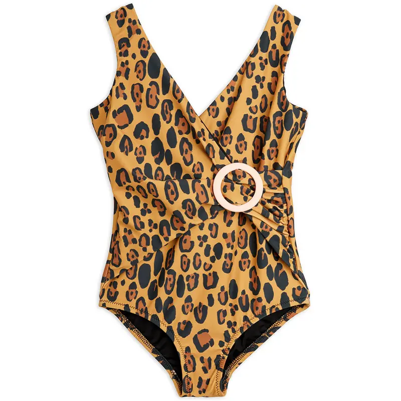 Leopard AOP Overlap Swimsuit by Mini Rodini - Last One In Stock - 92/98 (2-3 Years)