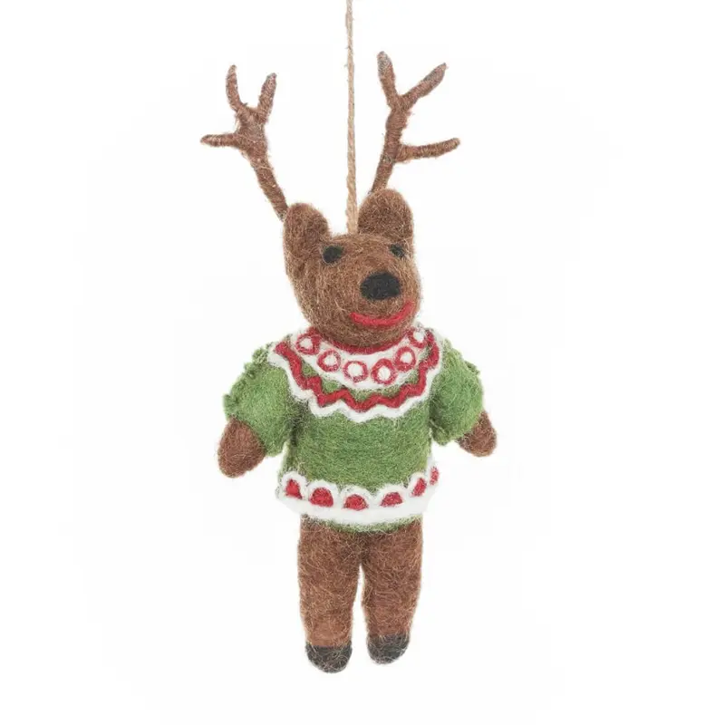 Retro Reindeer Hanging Christmas Decoration by Felt So Good