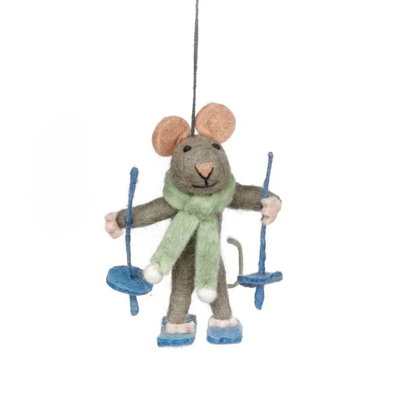 Sylvia The Skiing Mouse Hanging Decoration by Felt So Good