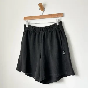Flared Basketball Shorts in Nearly Black by Le Bon Shoppe
