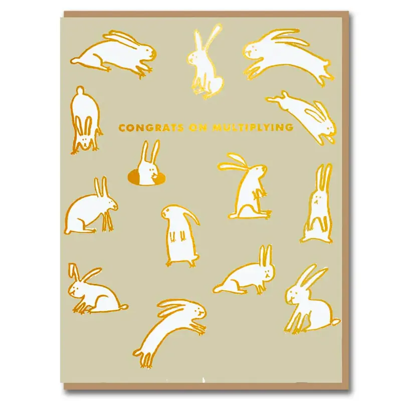 Baby Rabbits Multiplying Greetings Card by Egg Press for 1973