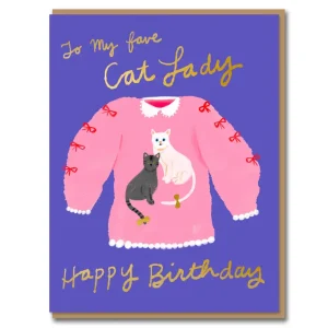 Cat Lady Greetings Card by Carolyn Suzuki for 1973