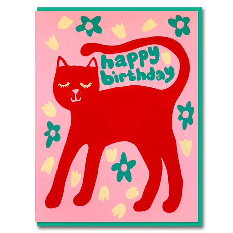 Joyful Birthday Cat Greetings Card by Emma Emmerson for 1973